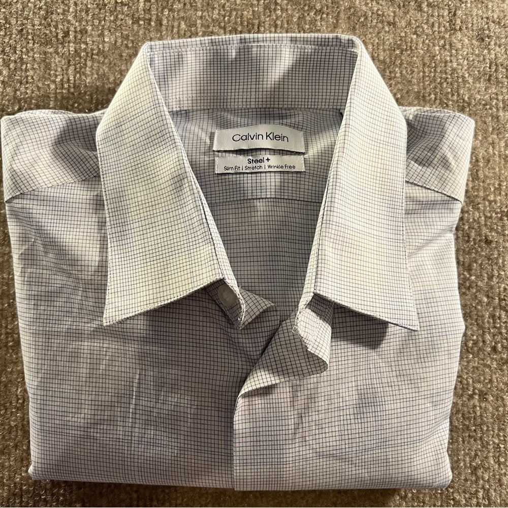 Men's Calvin Klein Oatmeal Dress Shirt - Picture 5 of 5